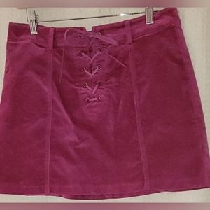 Forever 21 Dark Pink Crushed Velvet Mini Skirt, Size L